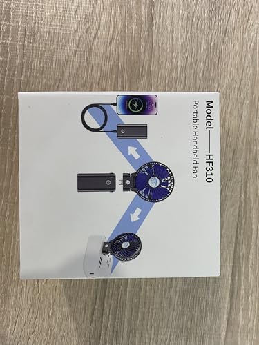 HandFan 5200mAh Portable Handheld Fan Rechargeable with Power Bank-3 Speeds Foldable Personal Cooling, 2-IN-1 Hand Held Fan Battery Operated, 20H Runtime for Travel/Summer/Concerts/Women (Black&Blue)