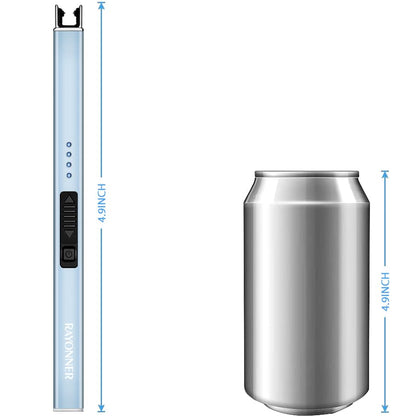 RAYONNER Electric Candle Lighter Rechargeable Lighters Plasma Arc Windproof & Flameless USB Rechargeable with Safety Switch (1Pack, Sierra Blue)