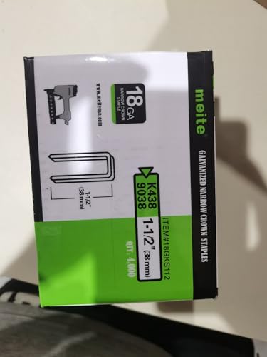 meite 18 Gauge 1/4-Inch Narrow Crown Staples, 1-1/2-Inch Length Galvanized Staples for Heavy Duty and Upholstery (4,000 Counts)