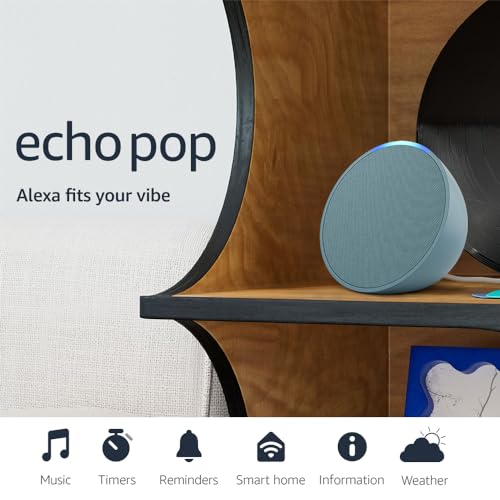 Amazon Echo Pop (newest model), Our smallest Alexa speaker, Fits in any room, Midnight Teal