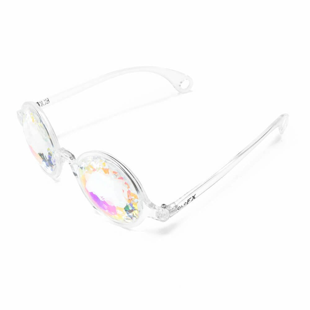 GloFX Kaleidoscope Glasses | Plastic Frame Diffraction Glasses with Glass Crystal Lens | 3D Prism Rainbow Effect - Great EDM, Concert, and Rave Accessory