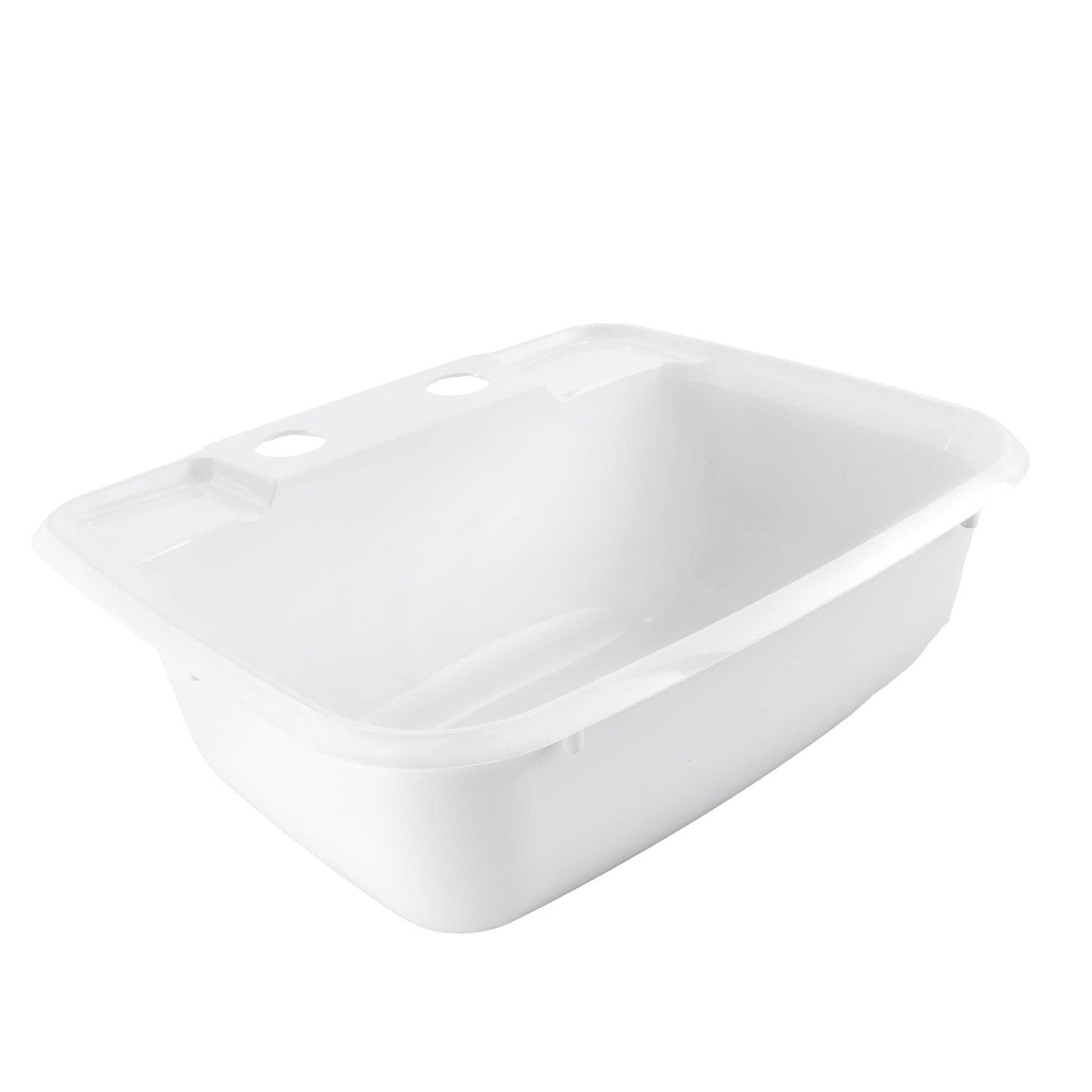 RecPro Rectangle RV Bathroom Sink | Single Bowl Lavatory Sink | Camper Basin | Plastic (White)