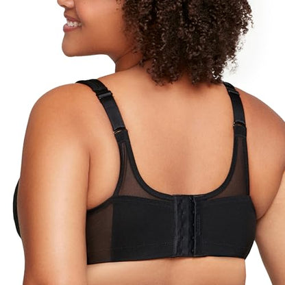Glamorise Full Figure Plus Size MagicLift Seamless Sports Bra Wirefree #1006 Black