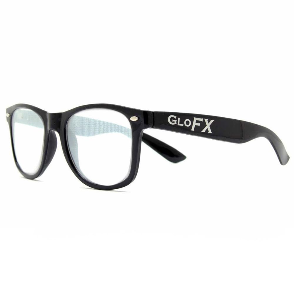 GloFX Black Frame Spiral Diffraction Glasses – Laser Etched for Hypnotic Spiral Light Effects, Flexible & Durable for Raves & Festivals