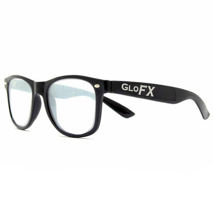GloFX Black Frame Spiral Diffraction Glasses – Laser Etched for Hypnotic Spiral Light Effects, Flexible & Durable for Raves & Festivals