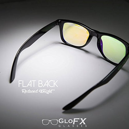 GloFX Ultimate Kaleidoscope Glasses - Black - Rainbow Edm Rave Light Diffraction Music Festival Eyewear (Black)