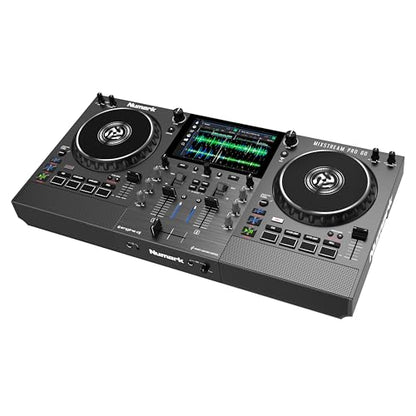 Numark Mixstream Pro Go Portable DJ Controller with Battery, Mixer with Stem Separation, Speakers, WiFi Streaming, Touchscreen, works with Serato DJ