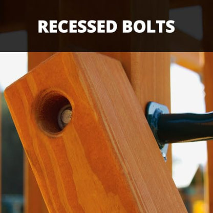 Gorilla Playsets 01-1069-Y Outing Wood Swing Set with Wood Roof and Monkey Bars - Yellow Slide, Amber