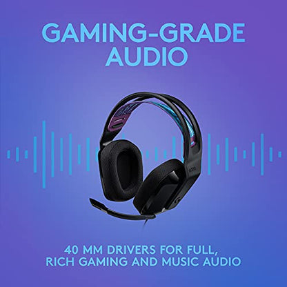 Logitech G335 Wired Gaming Headset, with Flip to Mute Microphone, 3.5mm Audio Jack, Memory Foam Earpads, Lightweight - Black