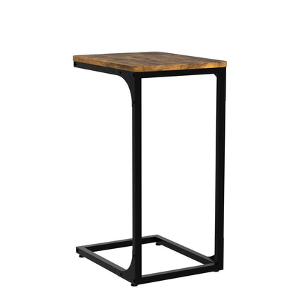 QEEIG C Table Side Table Set of 2 Living Room Sets C Shaped Couch Tray End Tables Farmhouse, Rustic Brown (017-30BN)