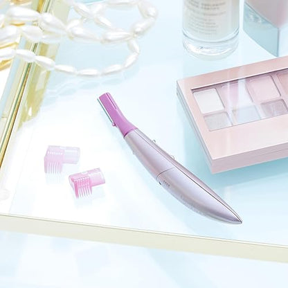 Panasonic Women’s Facial Hair Remover and Eyebrow Trimmer with Pivoting Head, Includes 2 Gentle Blades for Brow and Face and 2 Eyebrow Trim Attachments, Battery-Operated – ES2113PC