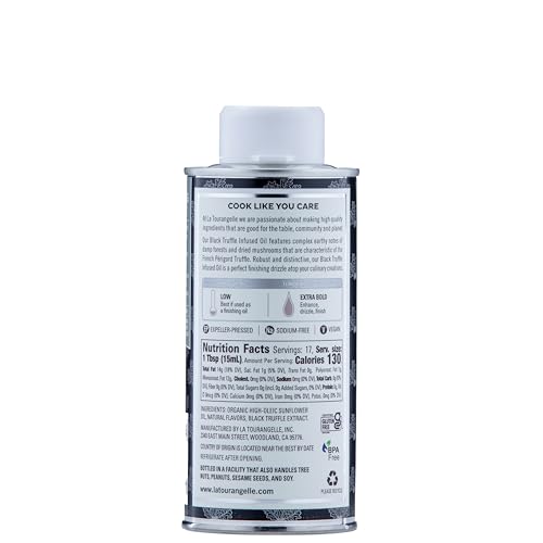 La Tourangelle, Black Truffle Oil, Complex Gourmet Earthy Flavor for Drizzling over Pasta, Popcorn, Vegetables, Potatoes, Soup and More, 8.45 Fl Oz