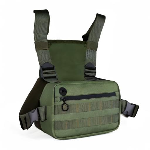 Muserise Outdoor Sports Chest Pack,Tactical EDC Chest Bag For Men, Lightweight Chest Pouch Holster, Chest Rig Vest With Phone Holder For Workouts, Cycling (Olive green)