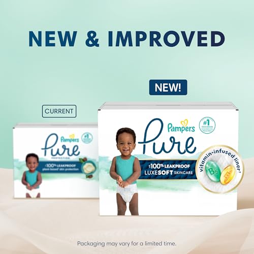 Pampers Pure Protection Baby Diapers, Size 5 (27+ lbs), 132 Count, Up to 100% Leakproof, Premium Plant-based Skin Protection, Hypoallergenic Soft Diapers