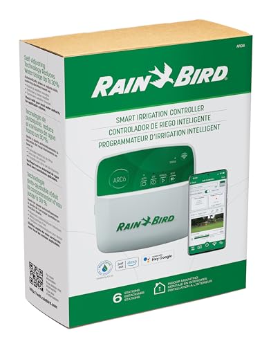 Rain Bird ARC6 App-Based Indoor Smart Irrigation WiFi Timer/Controller, 6-Zone/Station, EPA WaterSense Certified, Compatible with Alexa