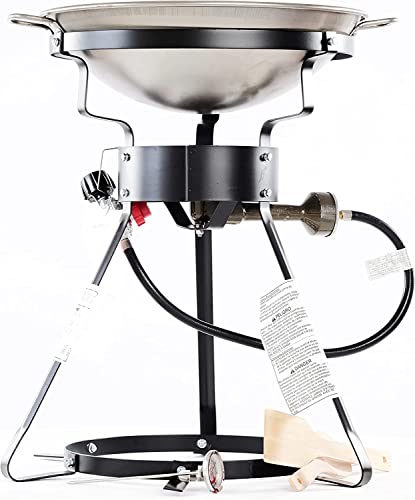 King Kooker 24WC Heavy-Duty 24" Portable Propane Outdoor Cooker with 18" Steel Wok, Black