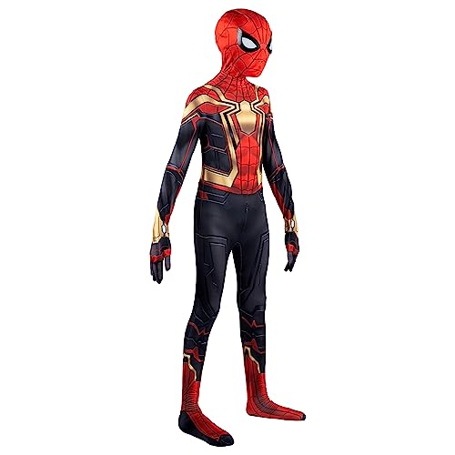 Marvel Integrated Spider-Man Official Youth Deluxe Zentai Costume - Deluxe Two-Way Stretch Spandex with Invisible Zippers and Wrist Openings for Added Convenience (S) Multi