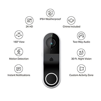 Kasa Smart Video Doorbell Camera Hardwired w/Chime, 2K Resolution, Always-on Power, Night Vision, 2-Way Audio, Real-Time Notification, Cloud & SD Card Storage, Works w/Alexa & Google Home (KD110)
