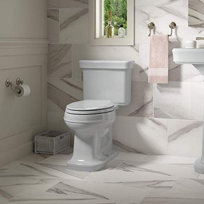 KOHLER K-4636-95 Cachet Elongated, Grip Tight Bumpers, Quiet-Close Release Hinges, Quick-Attached Hardware, No Slam Toilet Seat, Ice Grey