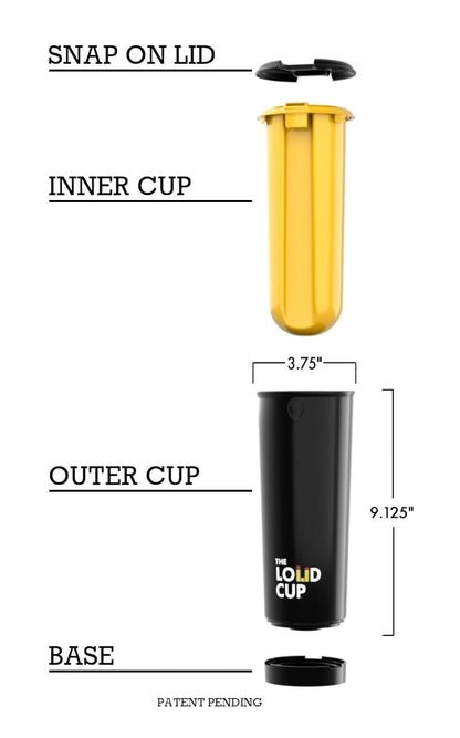 Loud Cup 20 oz Tumbler + Stadium Horn with Open-Sip Lid (Canary Yellow) - Insulated Cup Reusable Water Bottle Coffee Travel Mug - Worlds Loudest Cup for Game Day