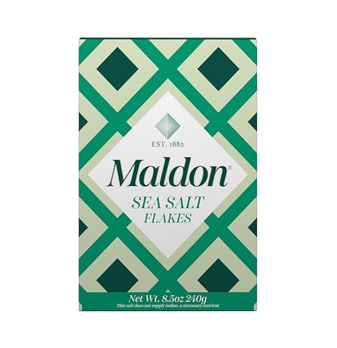 Maldon Salt, Sea Salt Flakes, 8.5 oz (240 g), Kosher, Natural, Handcrafted, Gourmet, Pyramid Crystals (Packaging May vary)