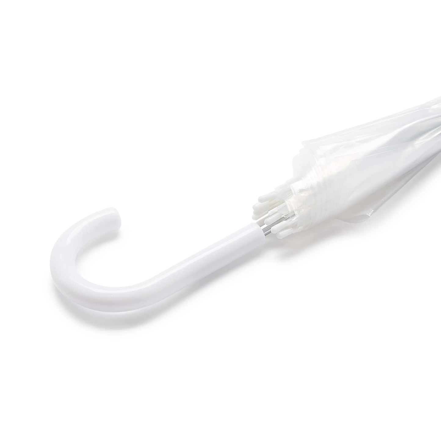 Amazon Basics Clear Umbrella for Rain, Round Bubble Umbrella for Wedding, With Wide Coverage (35" Canopy Diameter), Auto Open, Strong Fiberglass Frame, Steel Shaft, Spoke Protectors for Safety