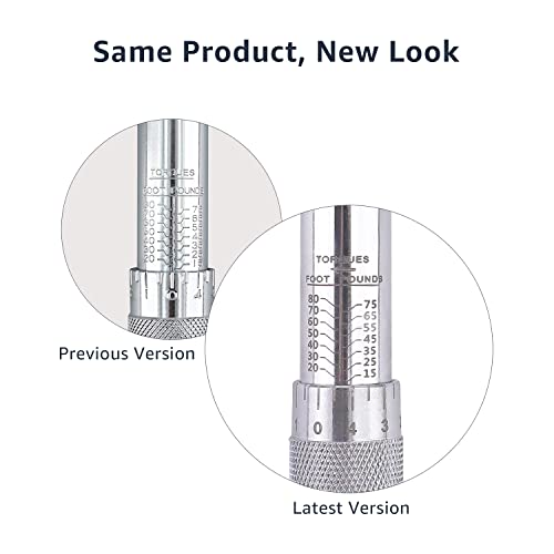 Amazon Basics 3/8-inch Drive Click Torque Wrench - 15-80 ft.-lb, 20.4-108.5 Nm