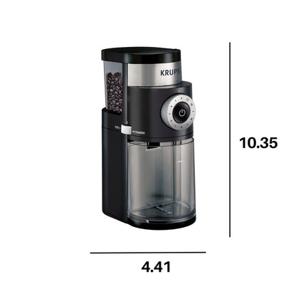 KRUPS Precision Burr Coffee Grinder: 12 Settings, 8 oz Capacity for Drip, French Press, Espresso, Pour Over, Cold Brew - Stainless Steel, 110W, Auto-Stop, Easy Clean