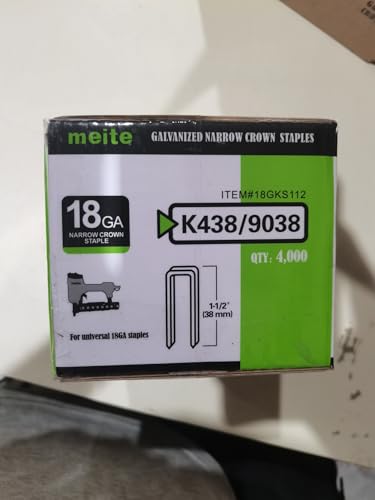 meite 18 Gauge 1/4-Inch Narrow Crown Staples, 1-1/2-Inch Length Galvanized Staples for Heavy Duty and Upholstery (4,000 Counts)