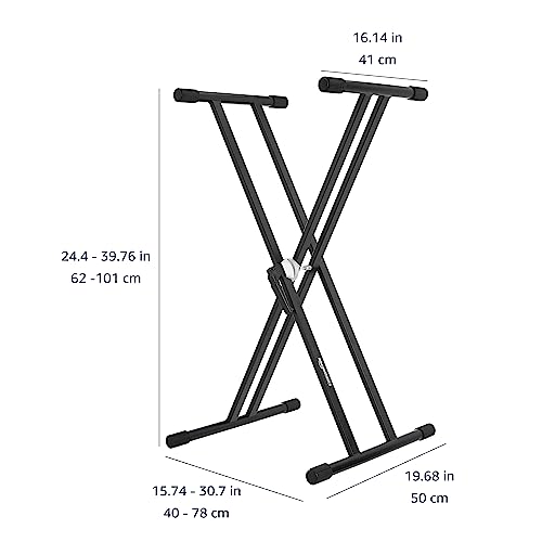 Amazon Basics Sturdy Keyboard and Piano Stand, Heavy-Duty Adjustable, Height-Adaptive X-Shape Design, Black