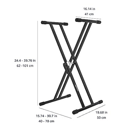 Amazon Basics Sturdy Keyboard and Piano Stand, Heavy-Duty Adjustable, Height-Adaptive X-Shape Design, Black