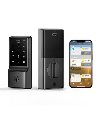 eufy Security Smart Lock C34, Keyless Entry Door Lock with Apple Home Ecosystem, Built-in Wi-Fi Deadbolt for Front Door or Back, Supports Matter, Alexa, Google Home, SmartThings