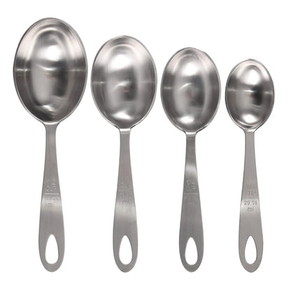 Lindy's MPC4 4-Piece Stainless Steel Measuring Scoop Set,Silver, 9 inches long