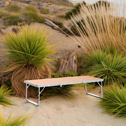 PLANEXPERT Folding Camping Table,3 Feet Portable Outdoor Table with Aluminum Legs,3 Fold Lightweight Beach Table with Handle,Camping Accessories for Home Picnic BBQ Garden Cooking