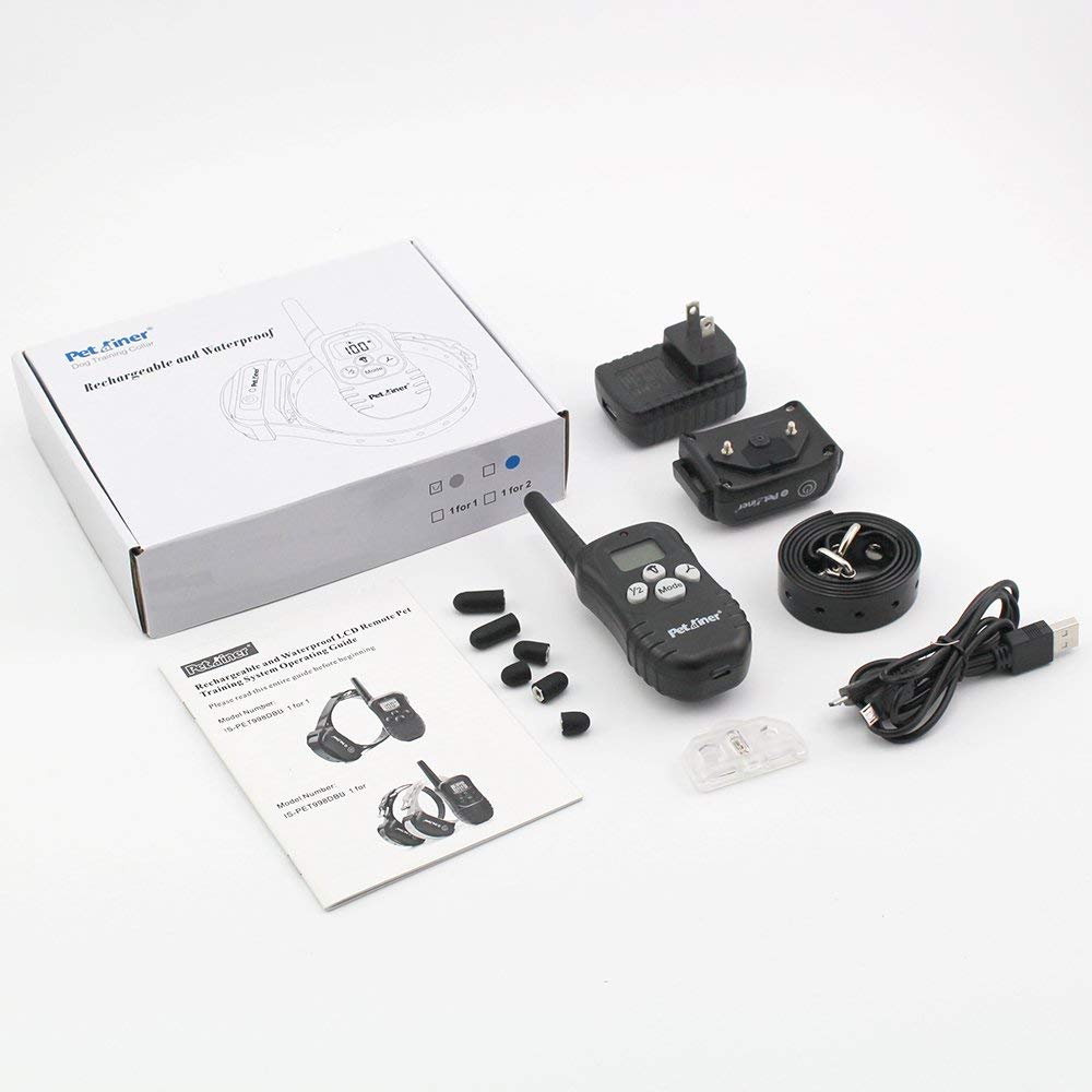 Petrainer Upgraded Model Rechargeable & Waterproof Remote Dog Training Collar 330 yd Electric Dog Bark Collar with Beep/Vibration/Shock Collar for Dogs