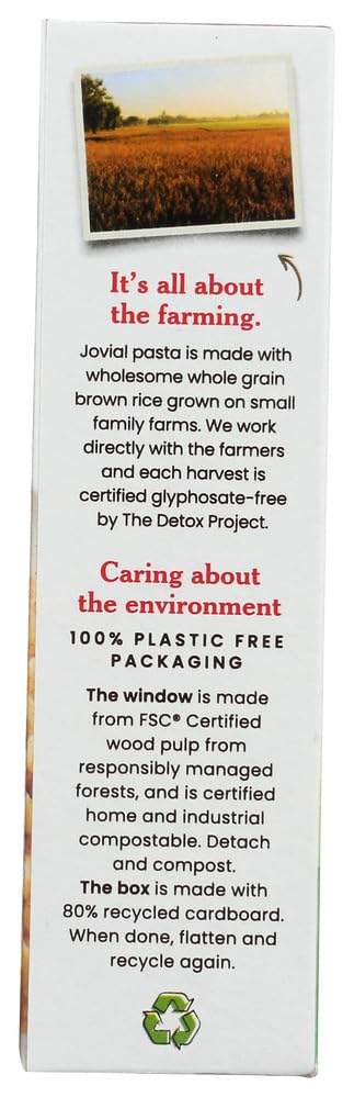 Jovial Whole Grain Brown Rice Elbows Pasta -Whole Grain Pasta, Organic, Gluten Free, Dairy Free, Brown Rice, Made in Italy - 12 Oz, 1 Pack
