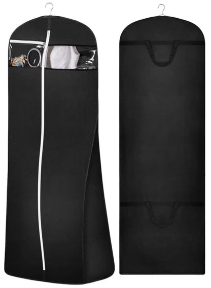 MISSLO 70" Bridal Wedding Gown Dress Garment Bag with Accessories Pouch Large Travel Garment Cover 8" Gusset (Back)