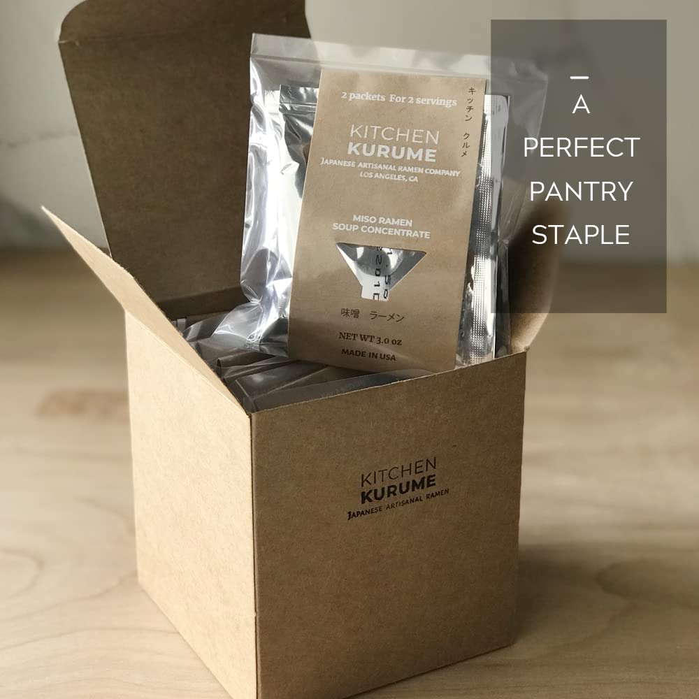 Kitchen Kurume® Miso Ramen Soup Concentrate (Pack of 10), Made in USA, Japanese Ramen Soup Base, 100% Natural Ingredients, No MSG, No Preservatives, Fresh Small Batch,15 Fl Oz