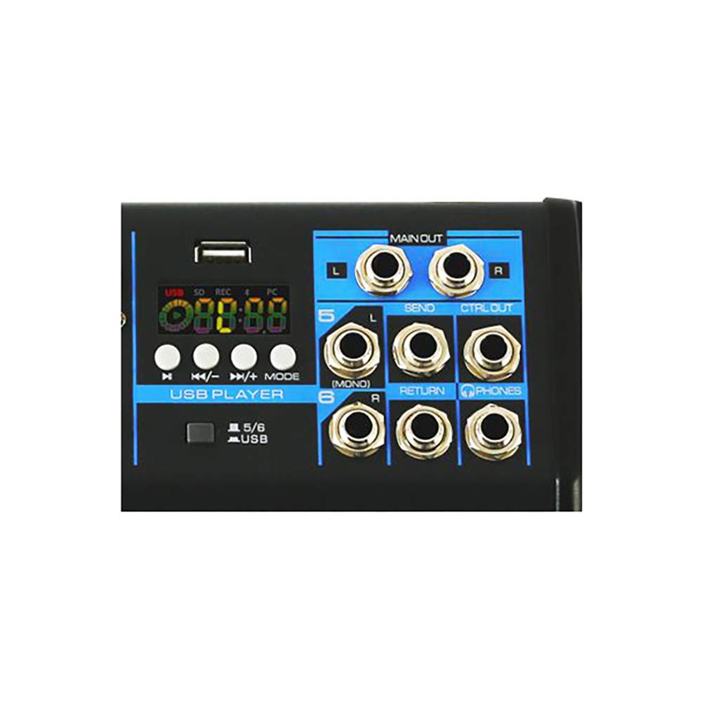 Pyle 6-Channel Professional Audio Mixer - USB - Bluetooth - 48V Phantom Power - Digital MP3 Input - FX 16-Bit DSP - Desk System Interface - PMXU63BT