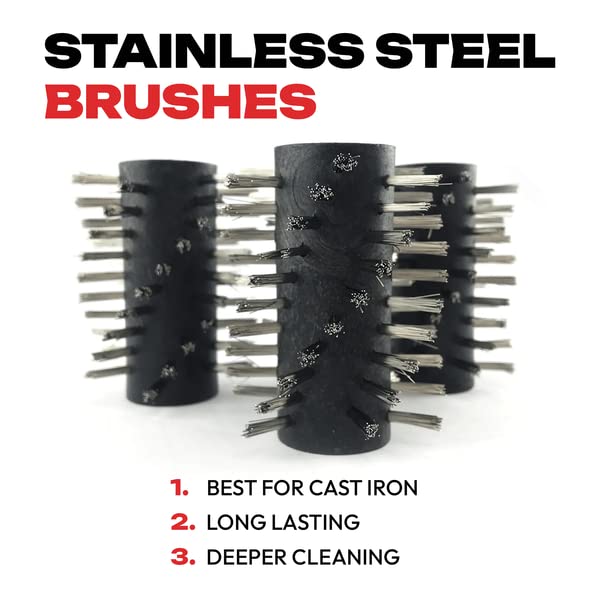 Grillbot Replacement Stainless Steel Brushes for Grillbot Automatic Grill Cleaning Robot – Set of 3 Stainless Steel Grill Brushes for Cast Iron & Expanded Steel Grills