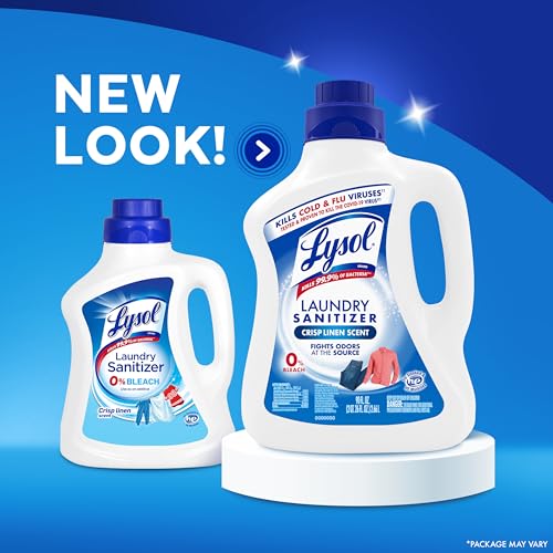 Lysol Disinfectant Laundry Sanitizer & Scent Booster, Laundry Detergent Additive, Color Safe Bleach Alternative, Laundry Odor Eliminator, Kills Bacteria & Viruses, Crisp Linen Scent, 90 Fl Oz