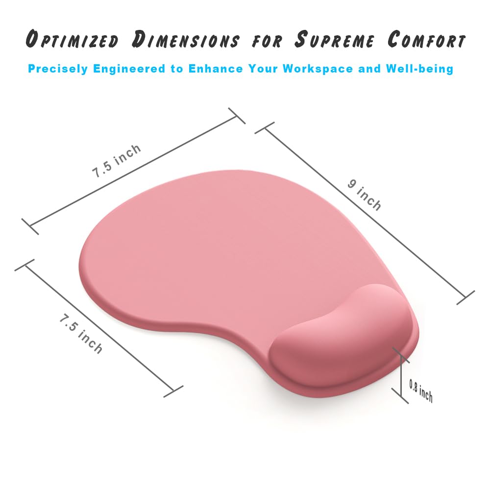 Office Mousepad with Gel Wrist Support - Ergonomic Gaming Desktop Mouse Pad Wrist Rest - Design Gamepad Mat Rubber Base for Laptop Computer -Silicone Non-Slip Special-Textured Surface (01Pink)