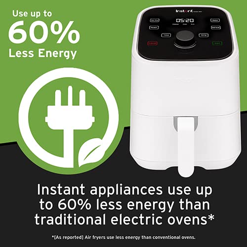 Instant Pot Vortex 2QT Mini Air Fryer,Small Air fryer that Crisps,Reheats, Bakes, Roasts for Quick Easy Meals,Includes over 100 In-App Recipes,is Dishwasher-Safe,from the Makers of Instant Pot, White
