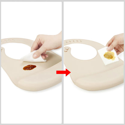 PandaEar 3 Pack Waterproof Silicone Baby Bibs| Super Thin Light Weight Feeding Bib with Food Catcher Pocket for Toddler (Walnut&Linen&Brown)