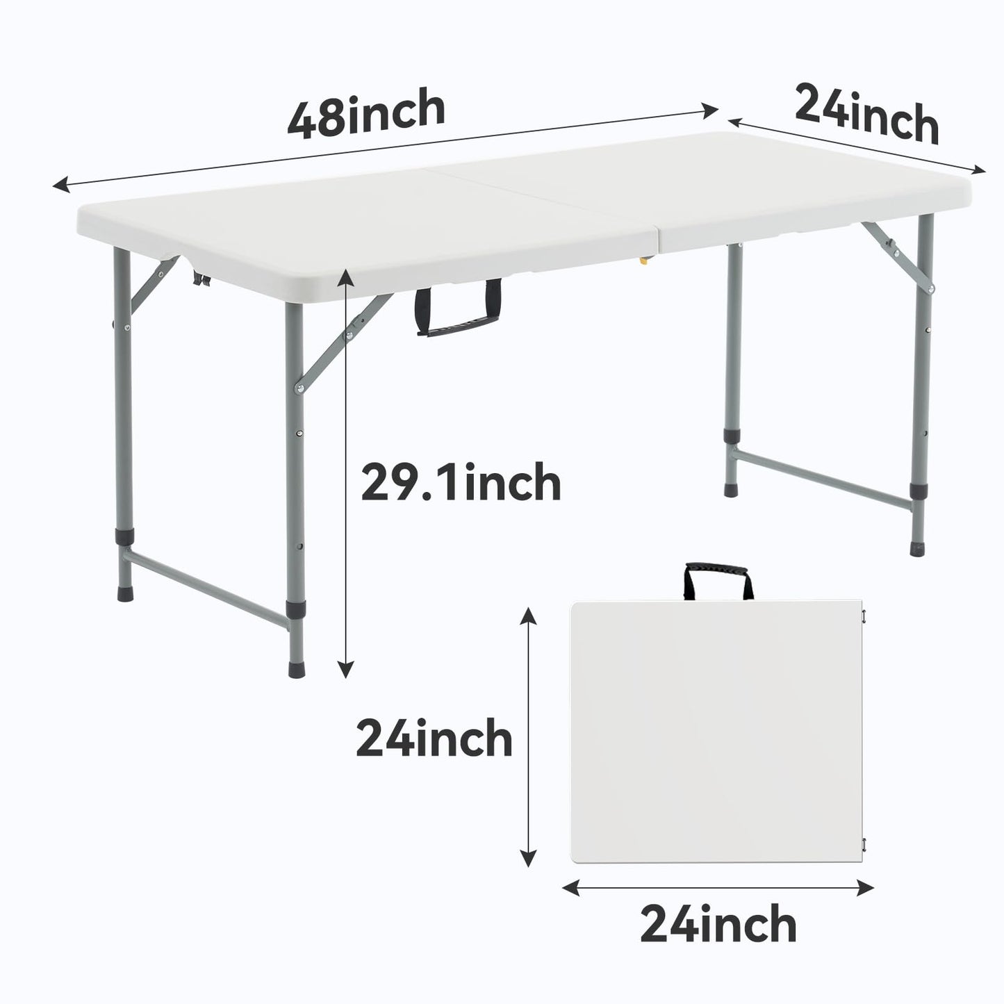 Nazhura 4 Foot Foldable/Folding Table Heavy Duty, Durable and Portable for Dining Picnic and Party
