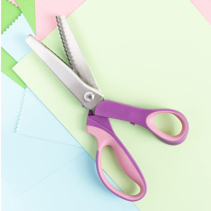 Pinking Shears for Fabric Cutting, Zig Zag Scissors, Scrapbook Scissors Decorative Edge for Adults, Great for Many Kinds of Sewing Fabrics Leather and Craft Paper, Professional Handheld Dressmaking