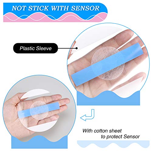 Nuanchu 48 Pack Sensor Covers Compatible with Freestyle Libre 1/2/3,Waterproof CGM Sensor Patches, Glucose Monitor Protector Long Lasting Without Hole (Blue)