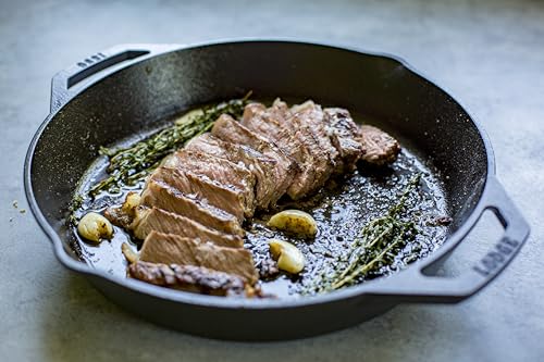 Lodge 12 Inch Pre-Seasoned Cast Iron Skillet - Dual Assist Handles - Use in the Oven, on the Stove, on the Grill, or Over a Campfire - Black