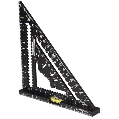 Johnson Level & Tool 1904-0700V 7-1/4" Johnny Square MACH-1 Smart Mark Rafter Square with Level Vial, Black
