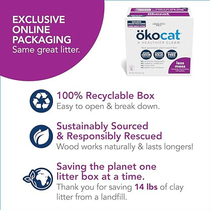 ökocat Less Mess Low Tracking Wood Clumping Cat Litter Mini- Pellets, Unscented, 14.8 pounds - Natural Ingredients, Stops Odor, Clumps Solid, 99% Dust Free, Great for Long-Hair Breeds, All Cats